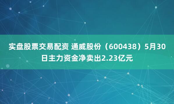 实盘股票交易配资 通威股份（600438）5月30日主力资金净卖出2.23亿元
